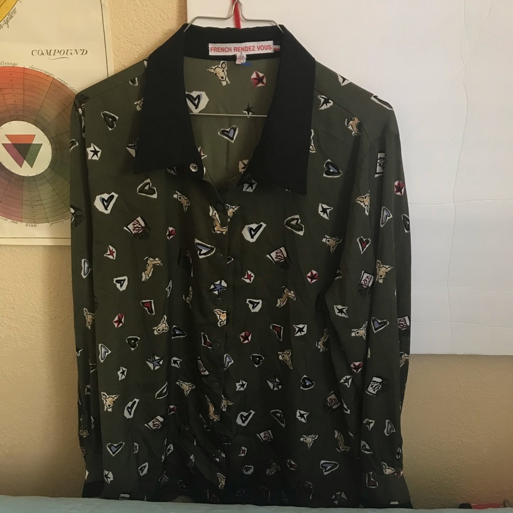 Cute Button Up Patterned Top